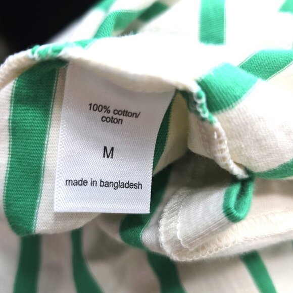 Maurices Striped Long Sleeve Boxy Top Crew Neck Casual Green Beige - Picture 6 of 6